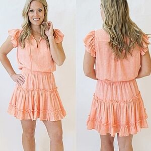 Pinch Tiered Ruffle Sleeve Dress